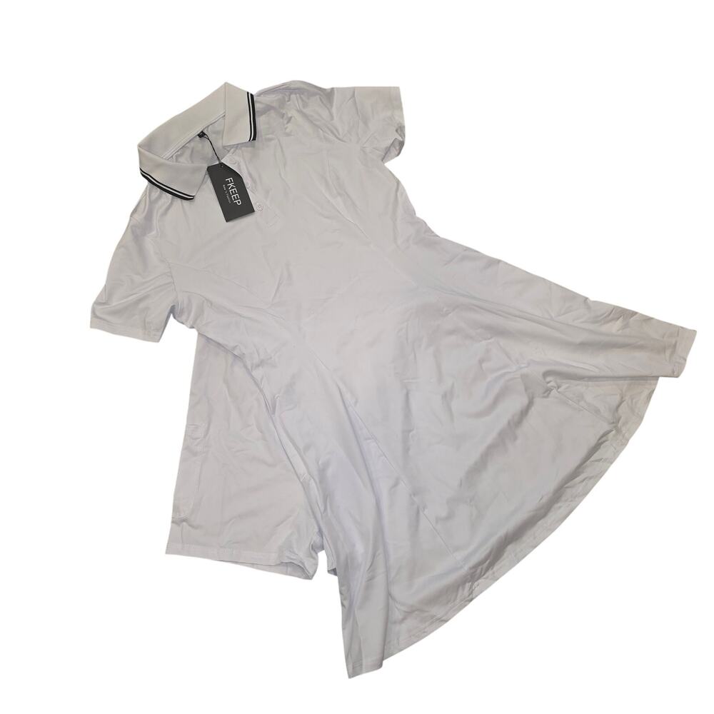 NWT‎ FKEEP white golf/tennis, collared mini dress with detached shorts sz S